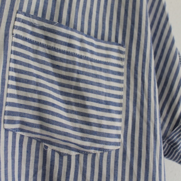 Blue/White Stripped Oversize Button Up Blouse - Picture 6 of 7
